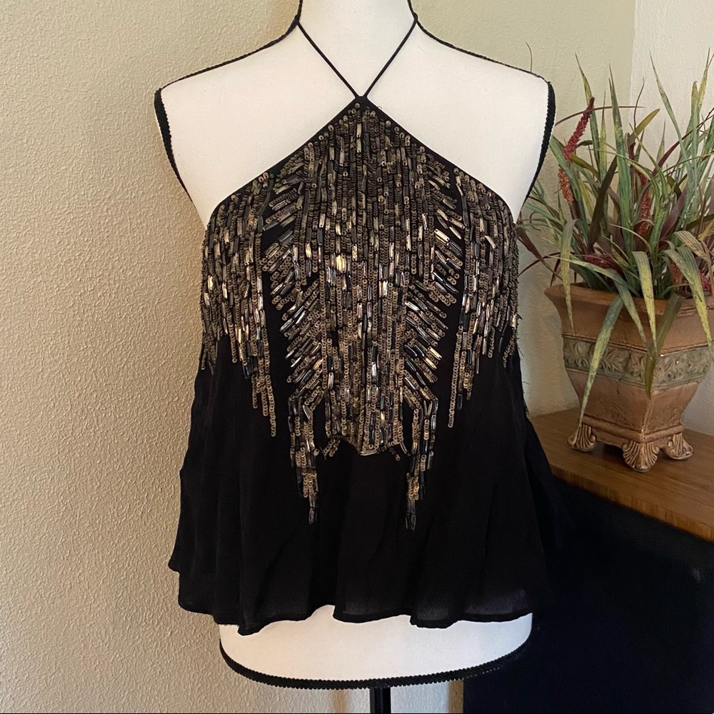 FREE PEOPLE ✨ Sequin Halter Top Sz S